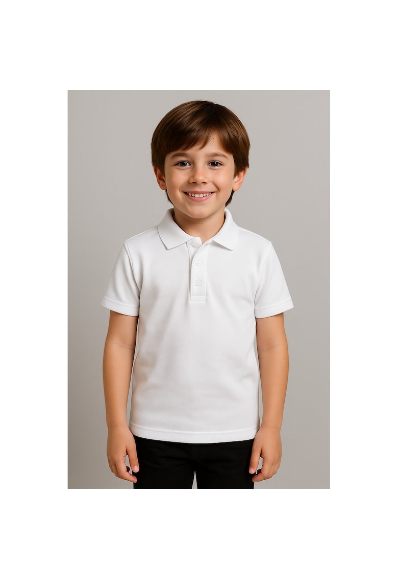 Tricou polo din bumbac pentru baieti - Alb