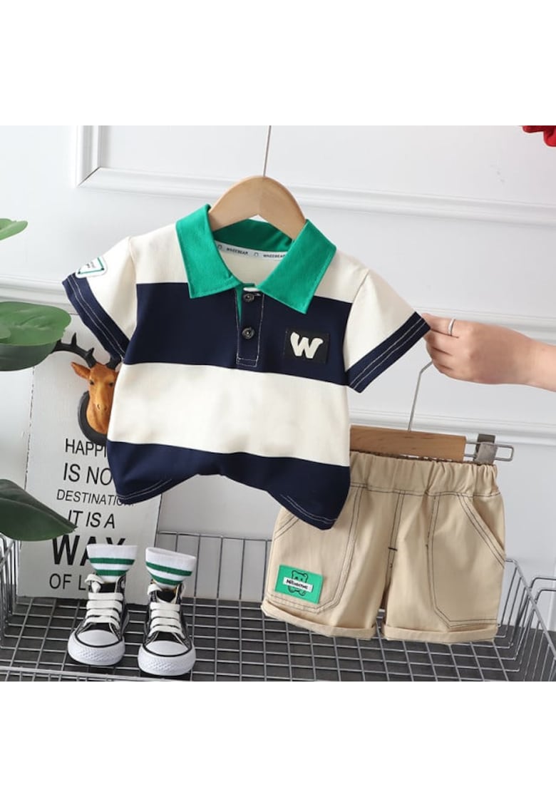 Compleu Model AL 21207 cu tricou tip polo in dungi - Multicolor