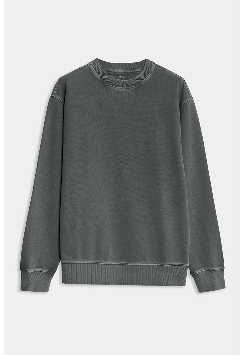 Marks Spencer Bluza de trening din bumbac cu decolteu la baza gatului - Gri inchis