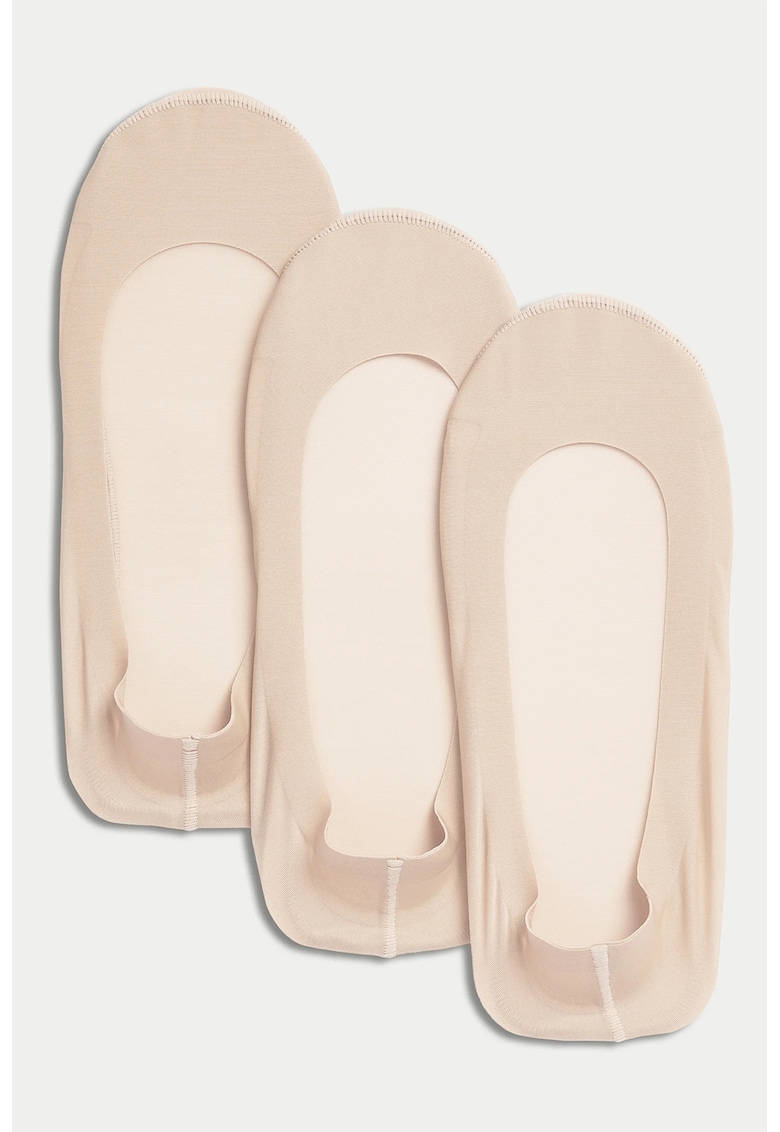 Marks Spencer Set de sosete foarte scurte - 3 perechi - Bej