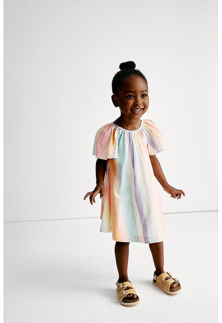 Rochie lejera colorblock - Alb/Portocaliu/Turcoaz