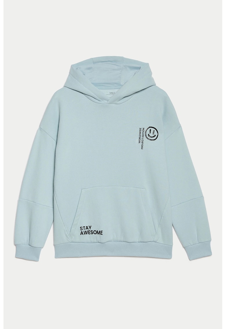 Hanorac din amestec de bumbac cu imprimeu text