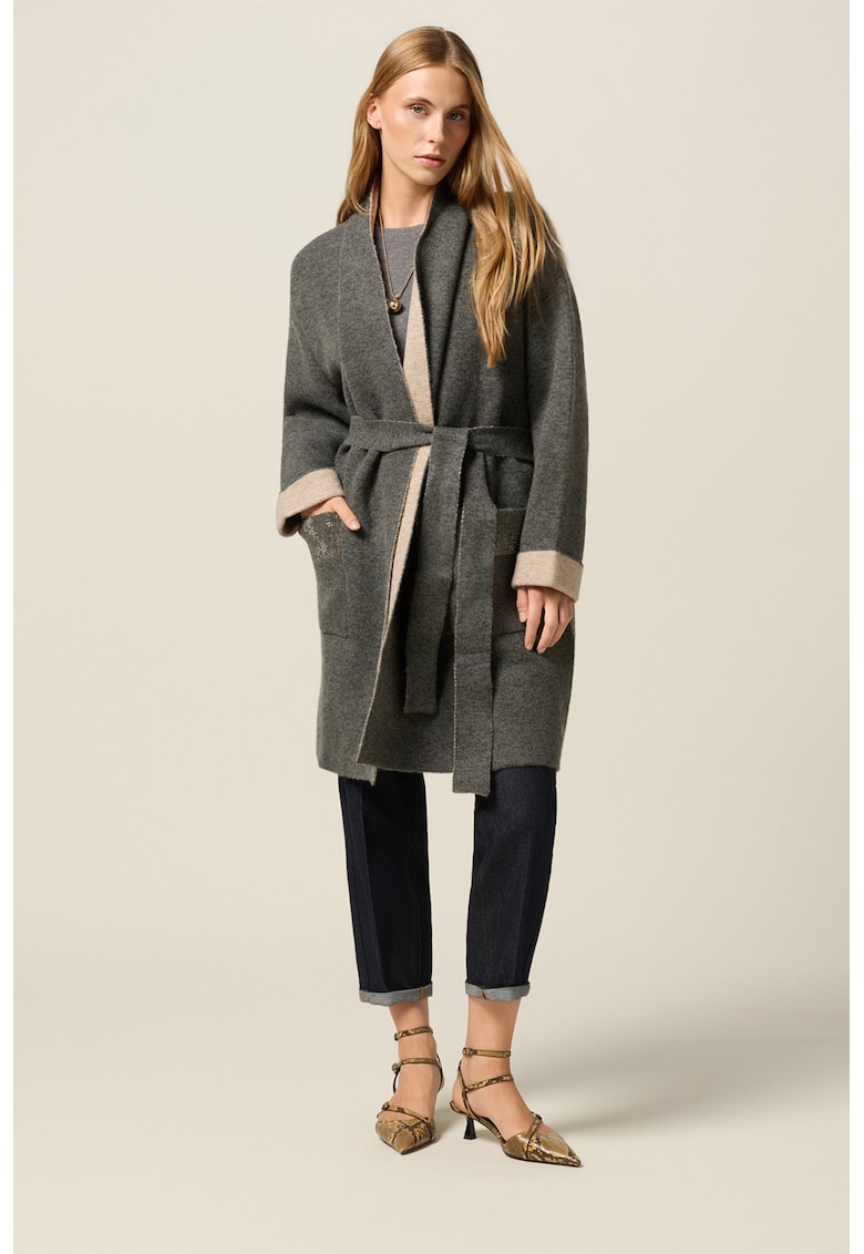 Palton lung cu cordon