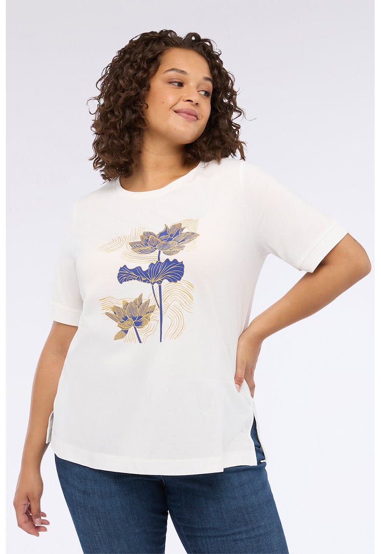 Tricou din bumbac cu imprimeu floral Tricou din bumbac cu imprimeu floral