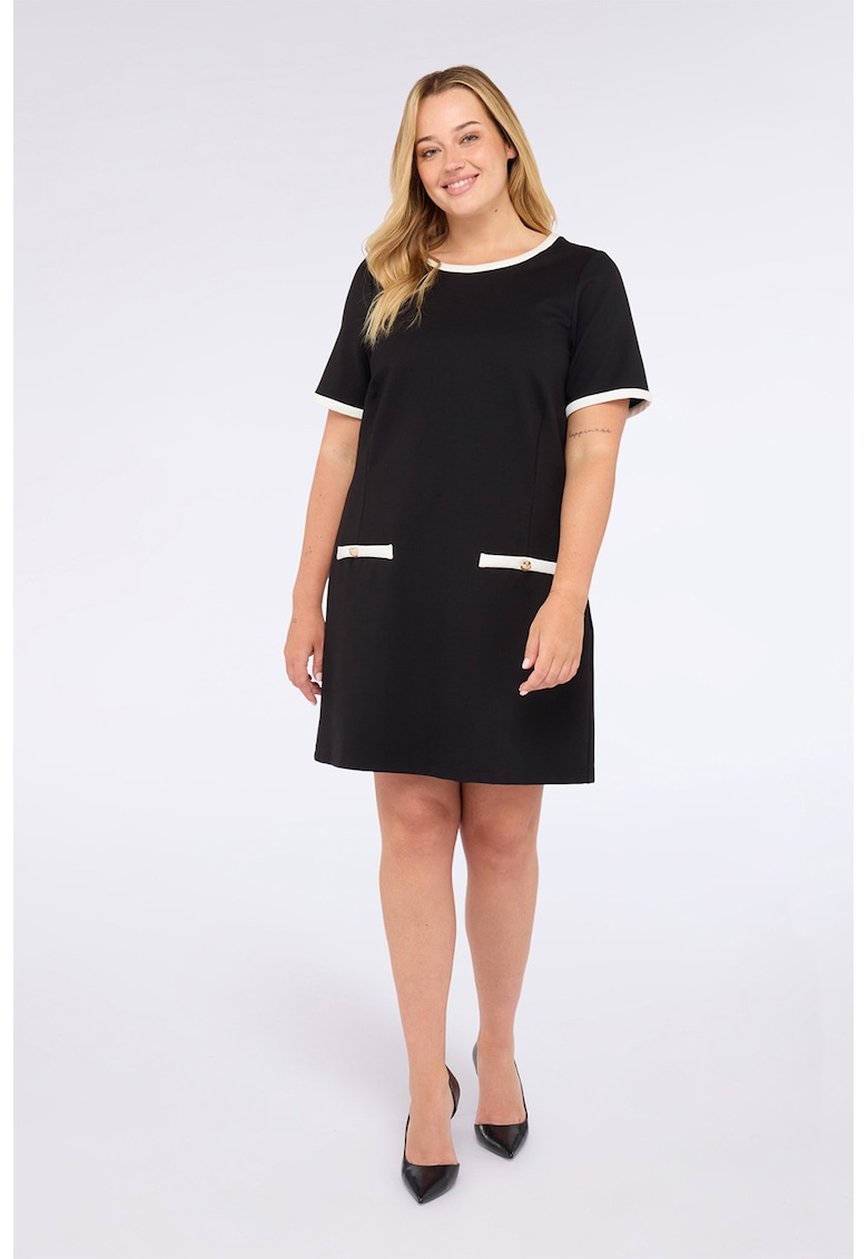 Rochie dreapta cu terminatii contrastante