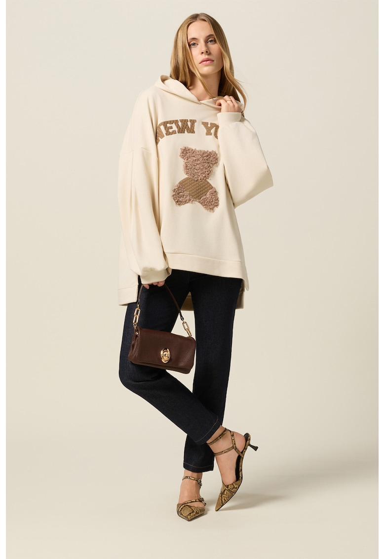 Hanorac supradimensionat cu imprimeu grafic