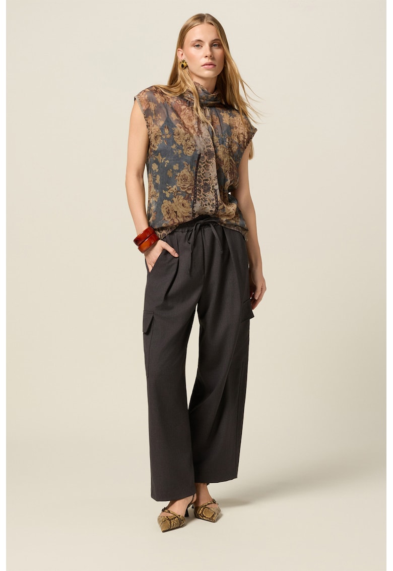 Pantaloni drepti cu model uni - Gri antracit