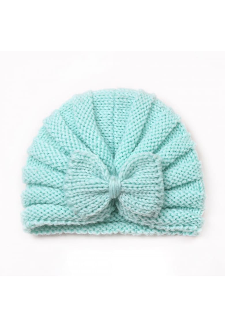 Caciula tip turban Model AL 29937 cu fundita - Fete - 6-9 luni - Vernil