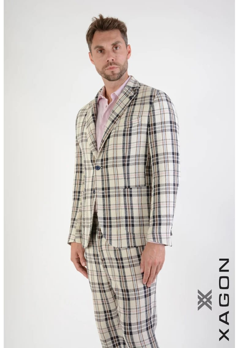 Sacou regular fit - cu inchidere la un singur rand de nasturi si imprimeu in dungi