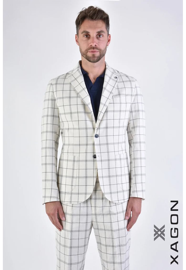 Sacou regular fit - cu închidere la un singur rând de nasturi și imprimeu în dungi XG1