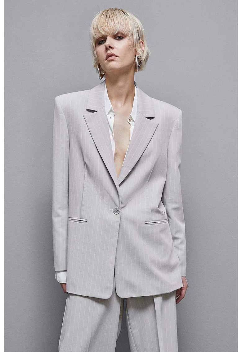 Sacou supradimensionat cu imprimeu in dungi