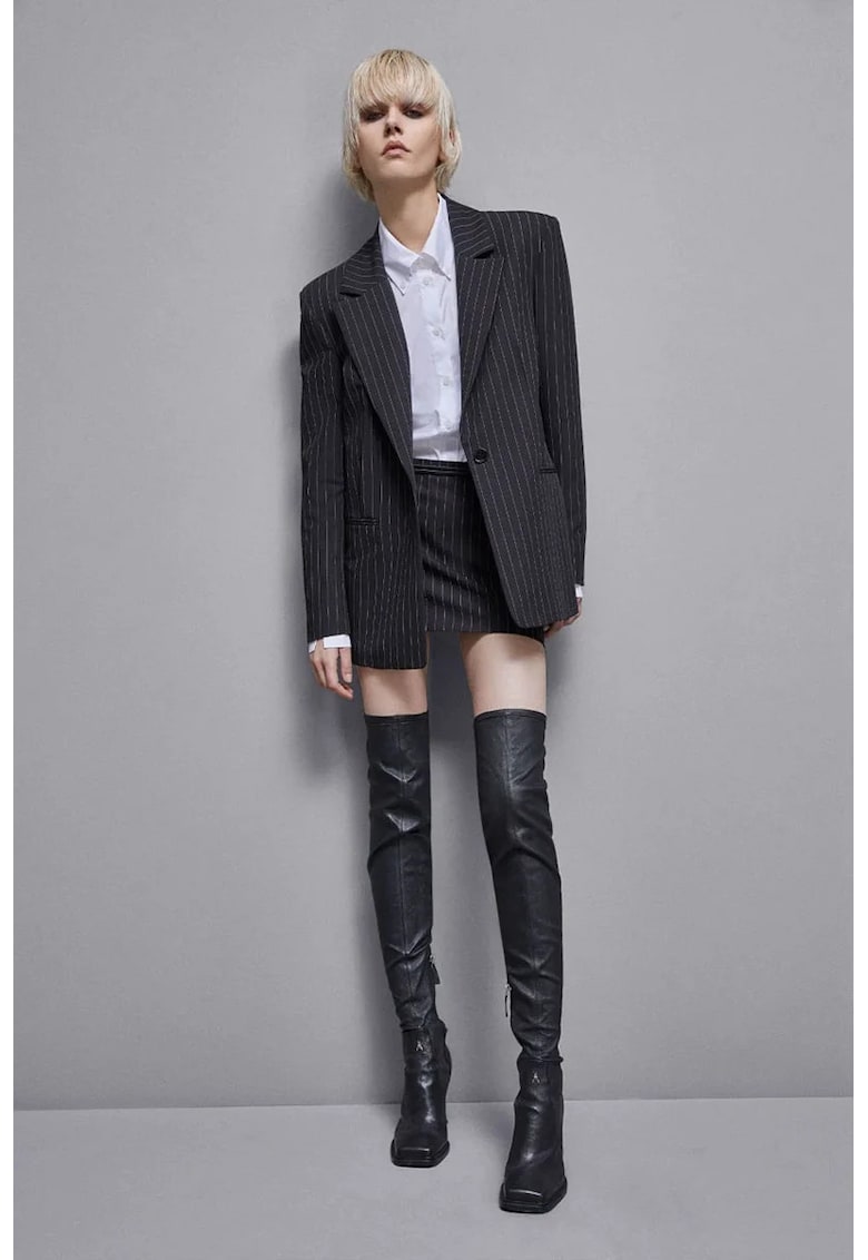 Sacou supradimensionat cu imprimeu in dungi