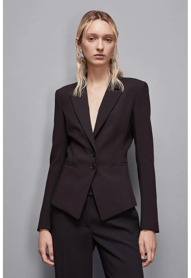 Sacou slim fit cu inchidere la un singur rand de nasturi