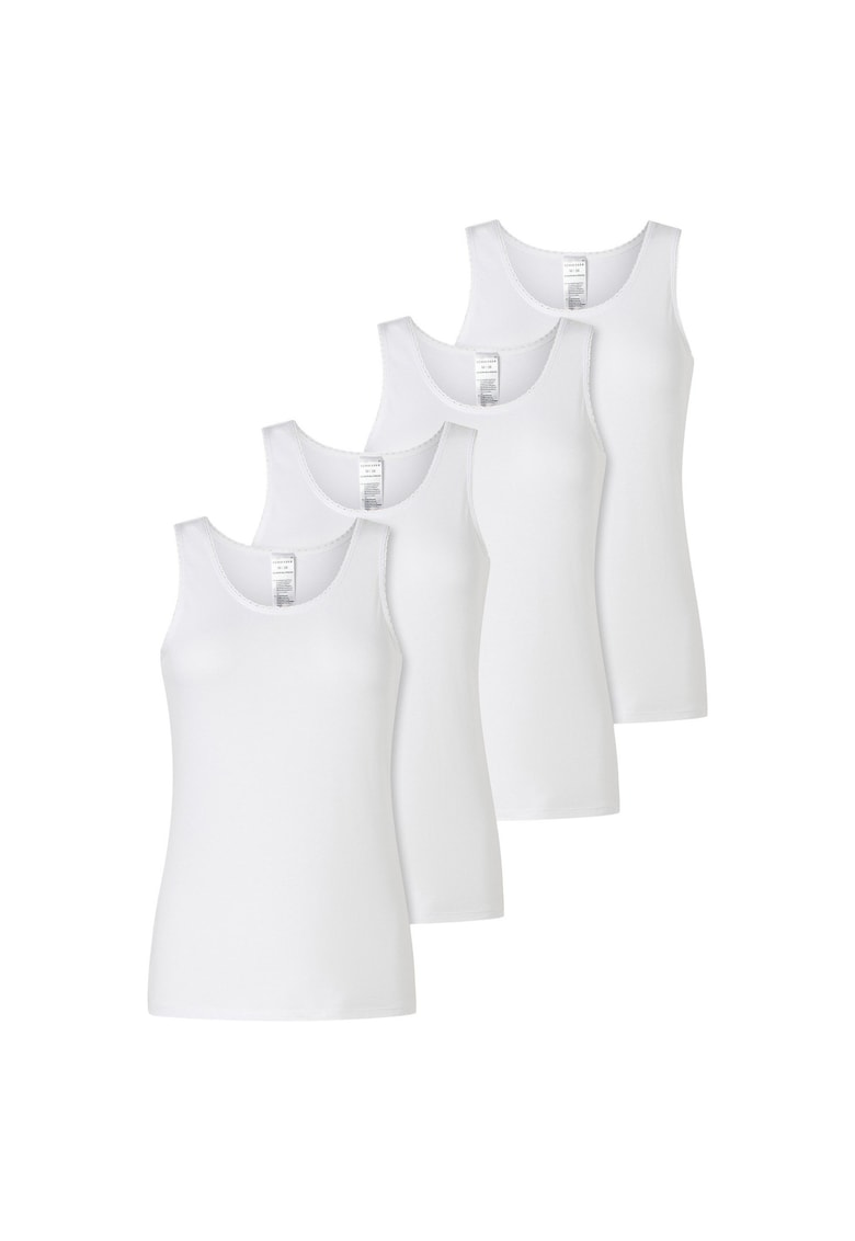 Schiesser Set de top-uri cu model uni - 4 piese - Alb