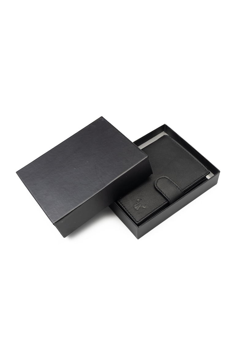 Portofel barbati din piele naturala negru Veres cu capsa - protectie RFID