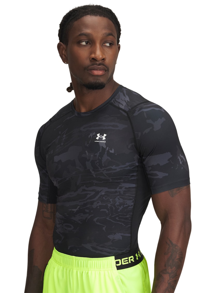 Tricou slim fit pentru fitness - Negru/Gri inchis