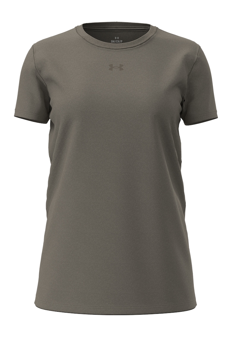 Tricou cu decolteu la baza gatului si logo discret - Kaki pal