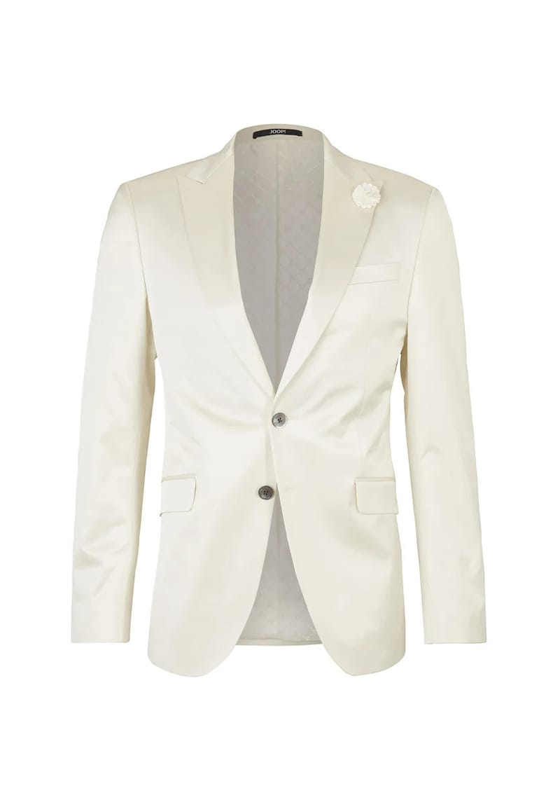 Sacou regular fit cambrat cu inchidere la un singur rand de nasturi si pin cu detaliu floral