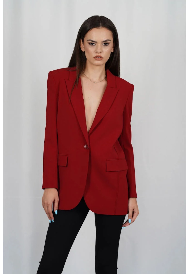 Sacou regular fit cu buzunare frontale