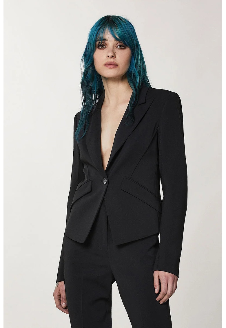 Sacou crop cu buzunare frontale