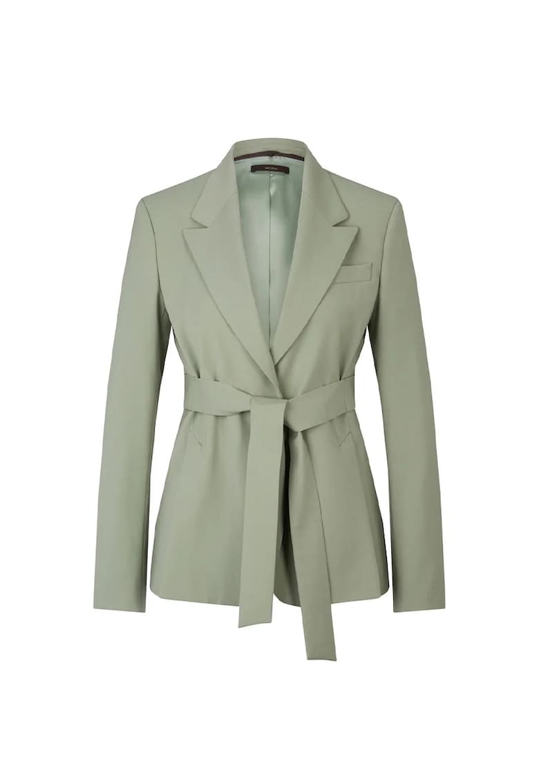 Sacou regular fit cu cordon în talie și închidere imprimeur-un singur rând de nasturi