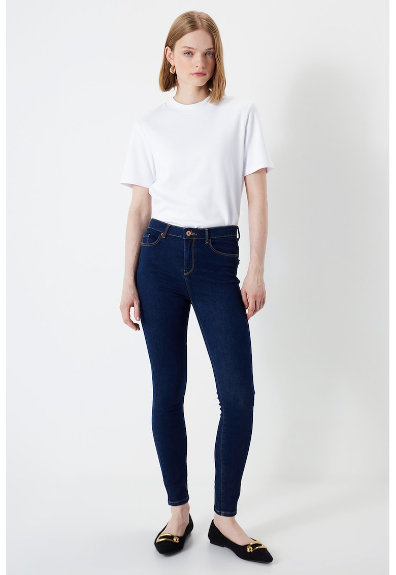 Blugi crop skinny - Albastru inchis