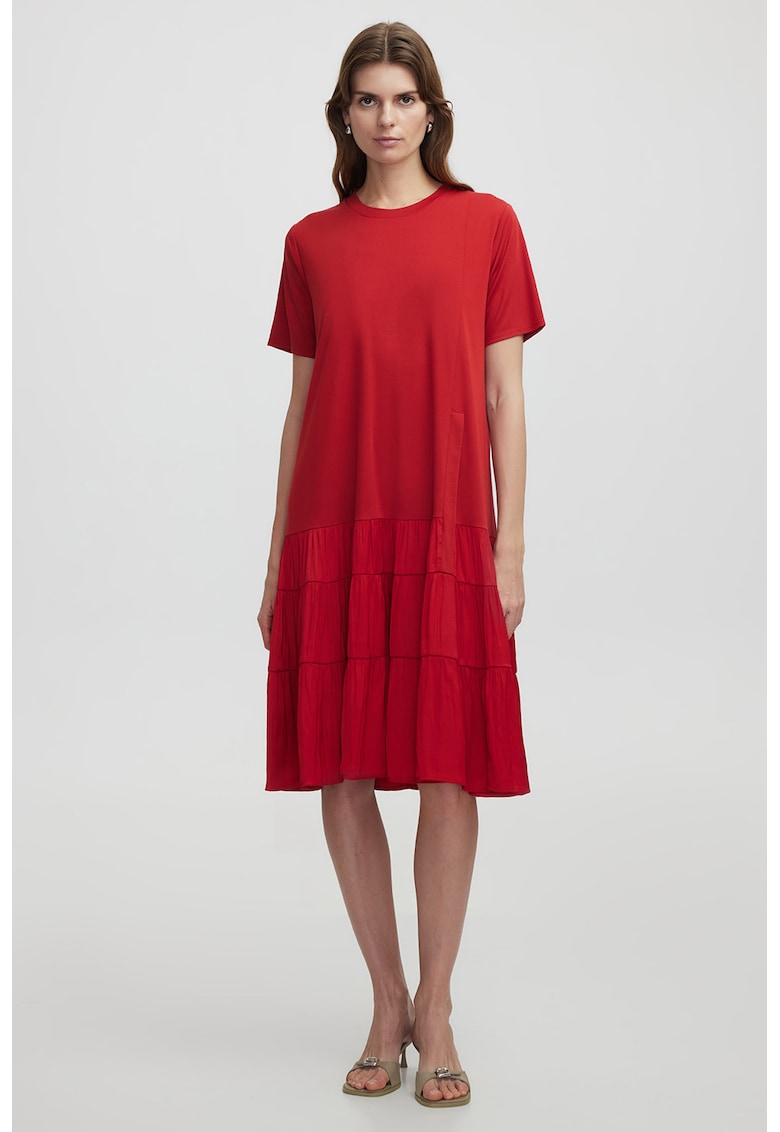 Rochie-tricou stratificata - Rosu