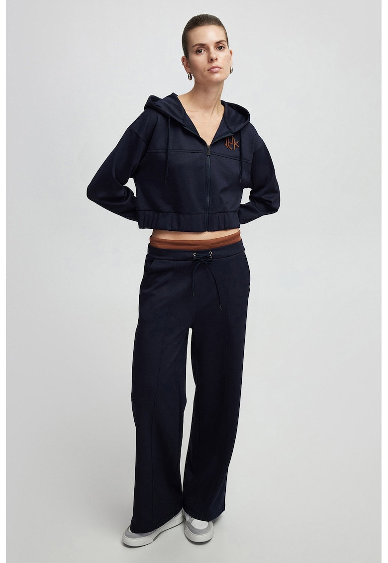 Pantaloni cu croiala ampla si snur - Gri antracit