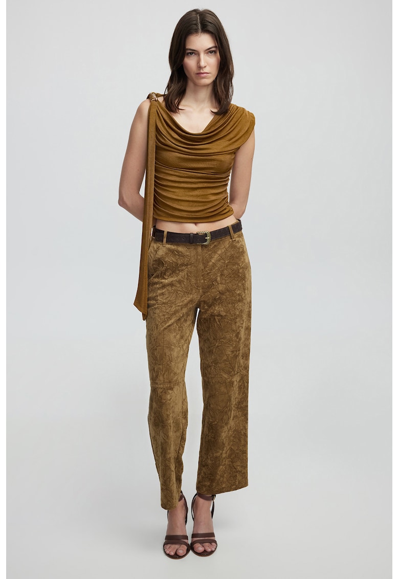 Pantaloni crop cu model
