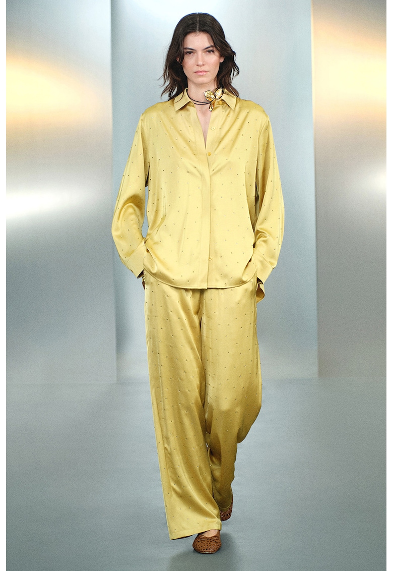 Pantaloni vaporosi cu snur si aplicatii