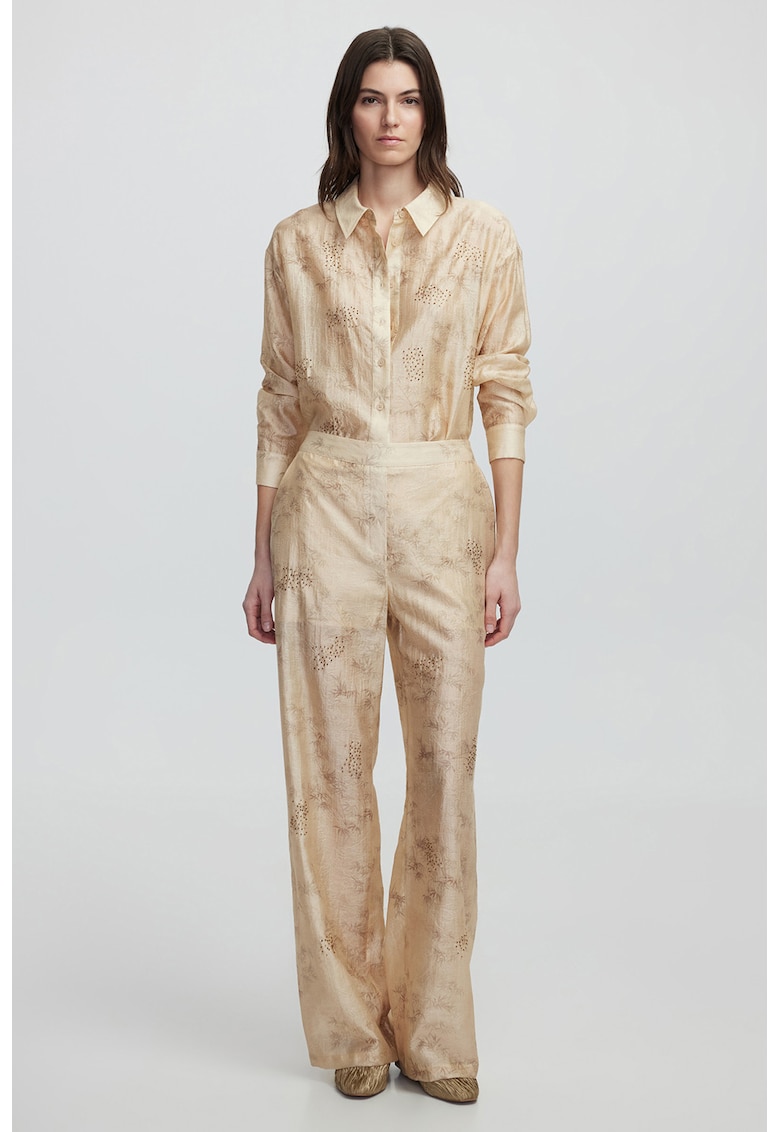 Pantaloni din amestec de lyocell cu model si buzunare laterale