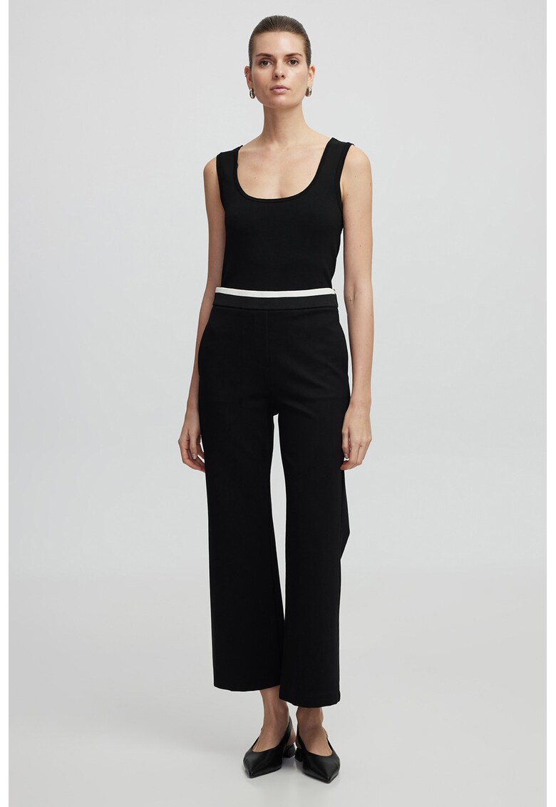 Pantaloni crop cu buzunare laterale - Negru