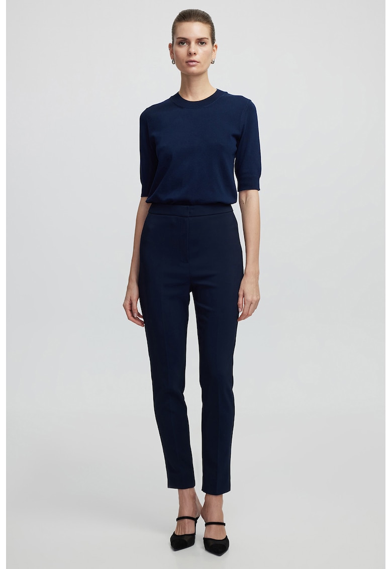 Pantaloni crop skinny cu talie inalta