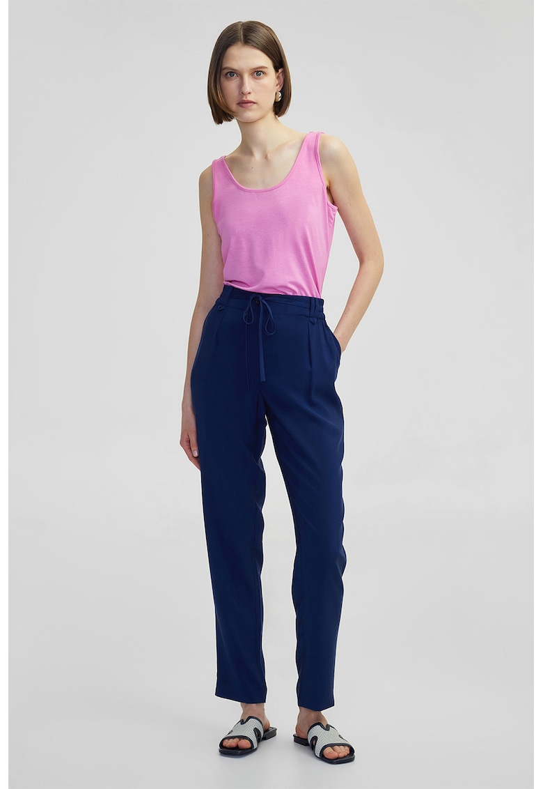Pantaloni relaxed-fit cu talie ajustabila - Bleumarin