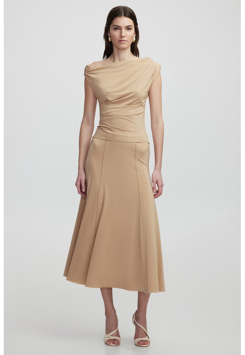 Fusta midi evazata - Maro camel
