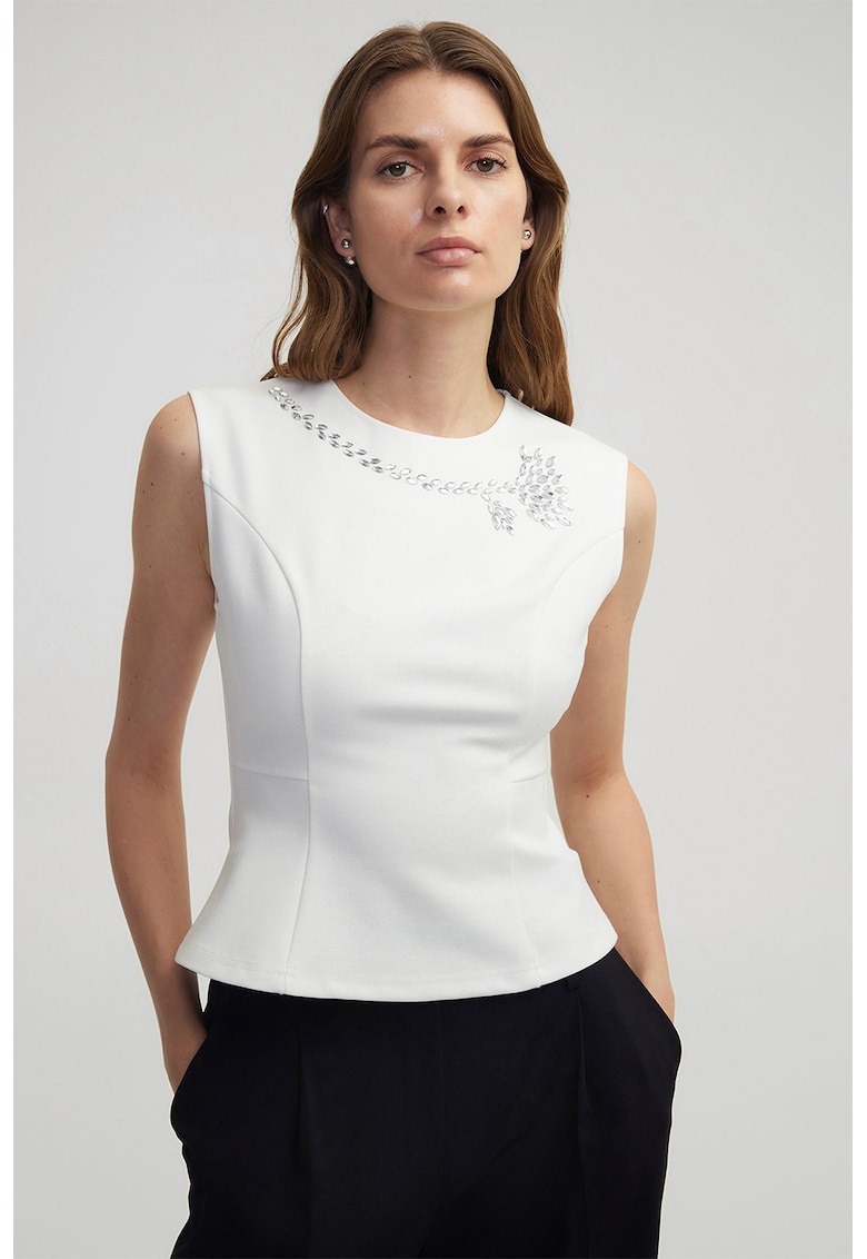 Bluza slim-fit cu decolteu la baza gatului