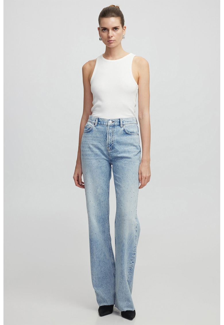 Blugi drepti cu talie inalta - Albastru deschis