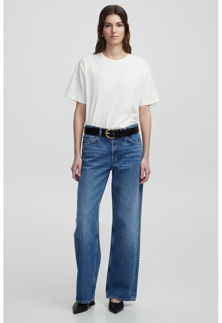 Blugi drepti cu talie inalta - Albastru
