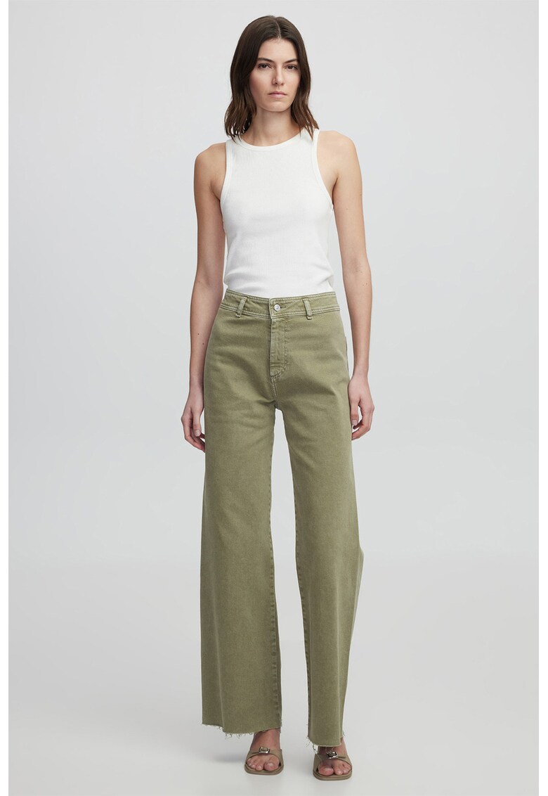 Blugi cu croiala ampla si talie inalta - Kaki inchis