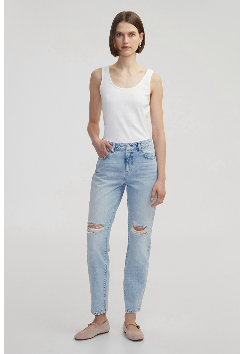 Blugi mom-fit cu aspect deteriorat Blugi mom-fit cu aspect deteriorat