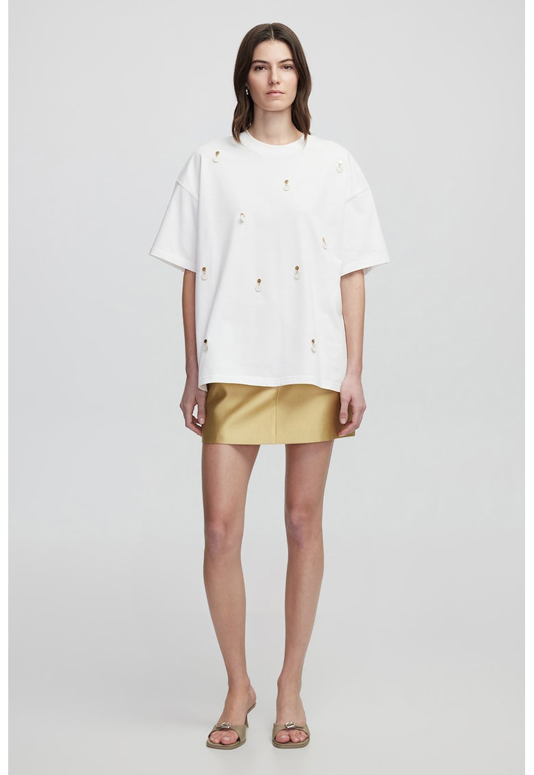 Tricou supradimensionat cu aplicatii frontale