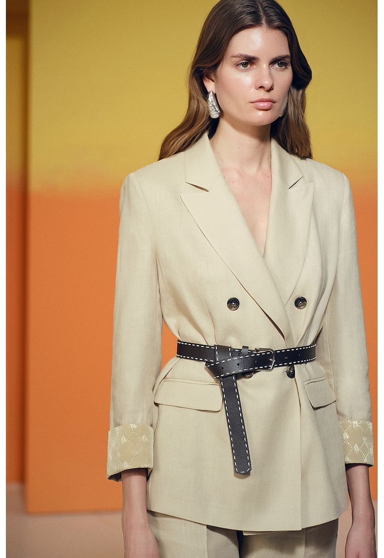 Sacou din in cu nasturi - Maro deschis