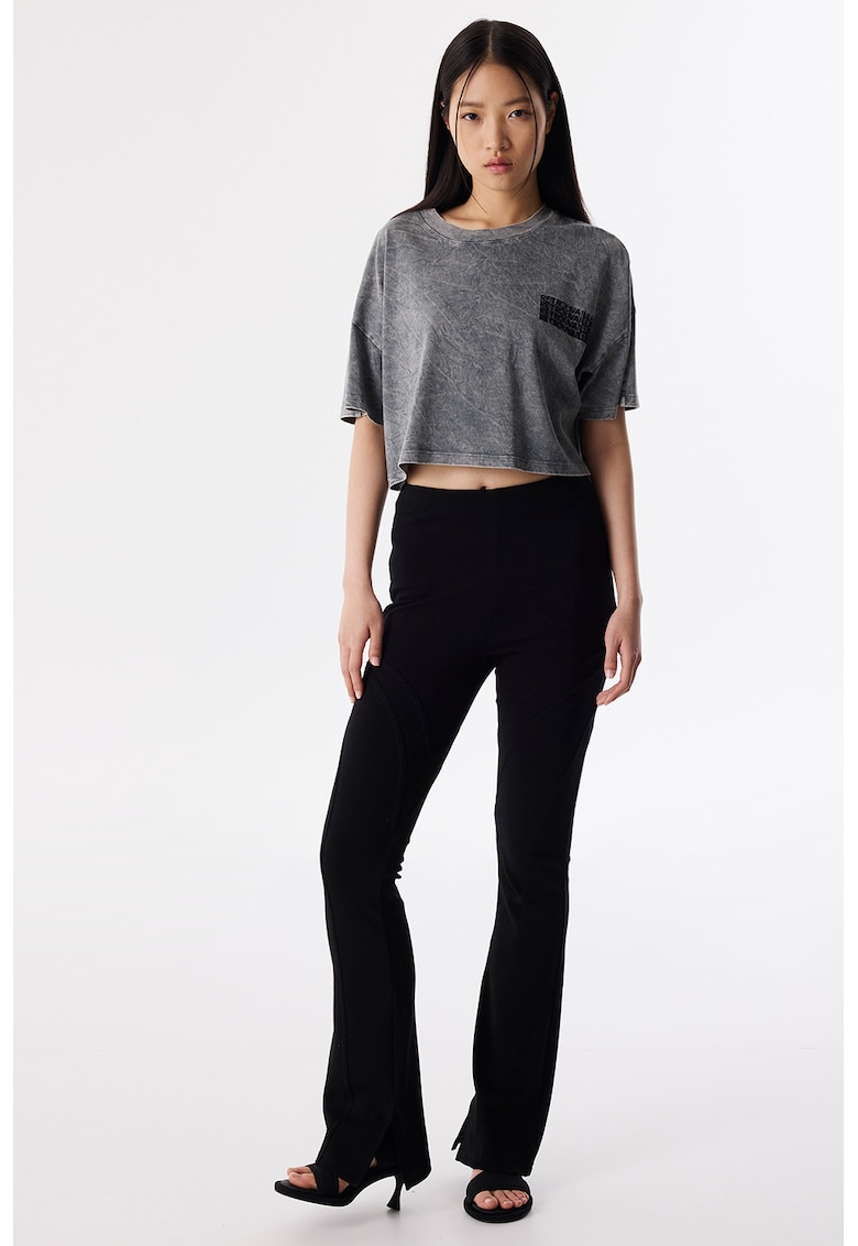 Pantaloni evazati din amestec de bumbac Pantaloni evazati din amestec de bumbac