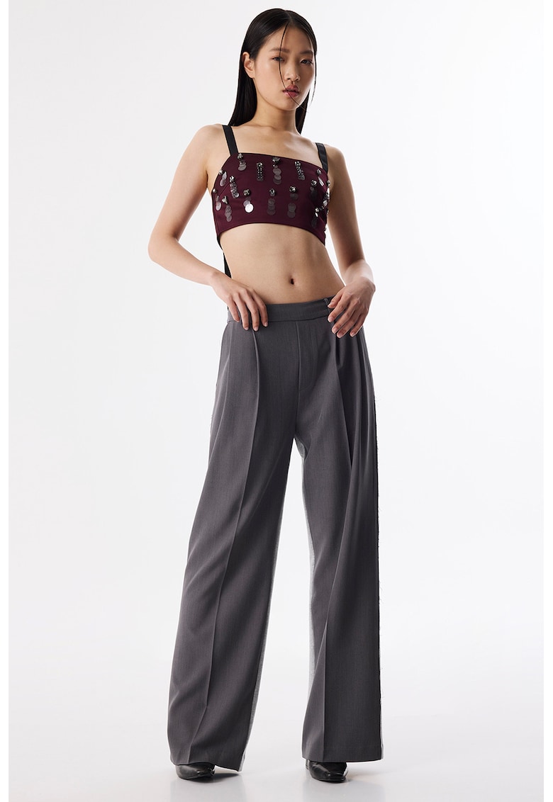 Pantaloni cu croiala ampla - Gri cenusiu/Gri antracit