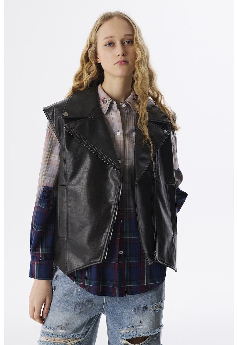 Vesta de piele ecologica cu fermoar