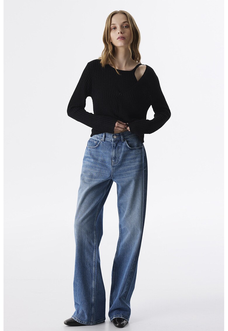 Blugi evazati cu talie medie - Albastru prafuit