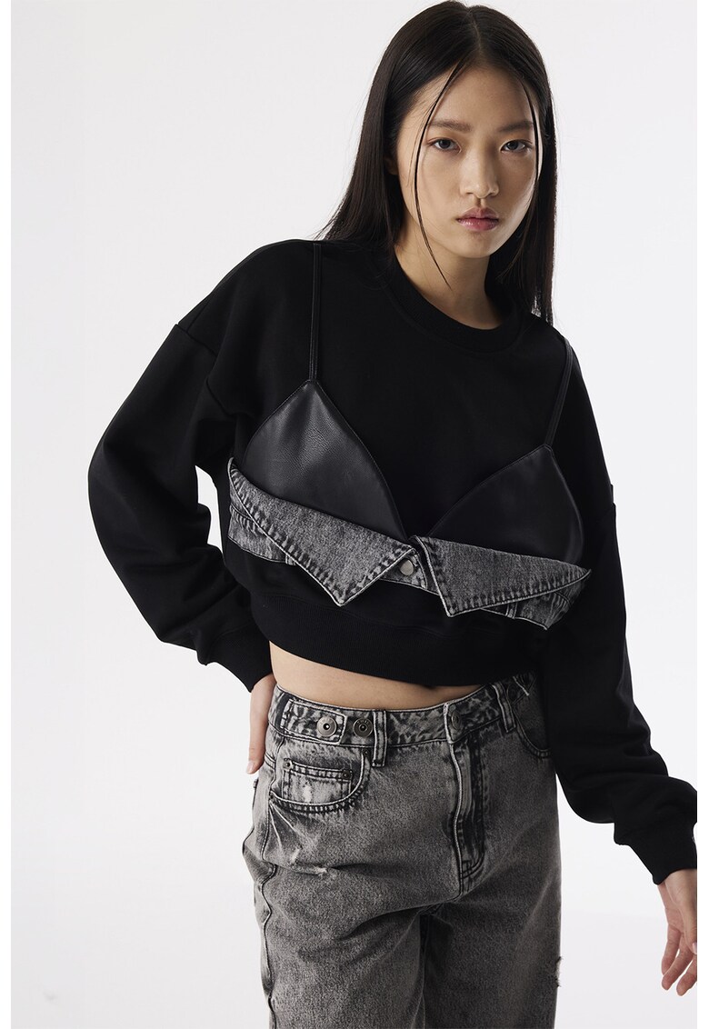 Bluza de trening din amestec de bumbac cu model 2 in 1
