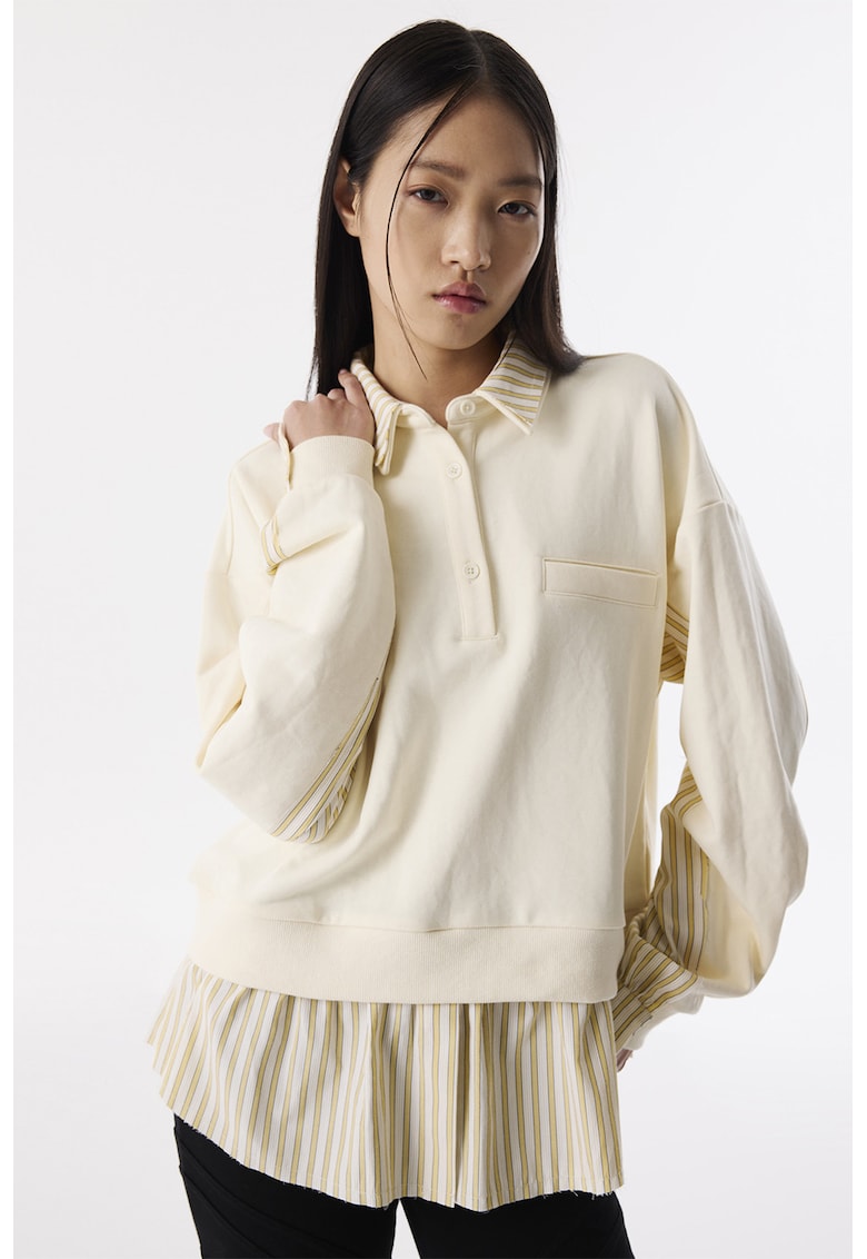 Bluza de trening cu maneci cazute si model 2 in 1
