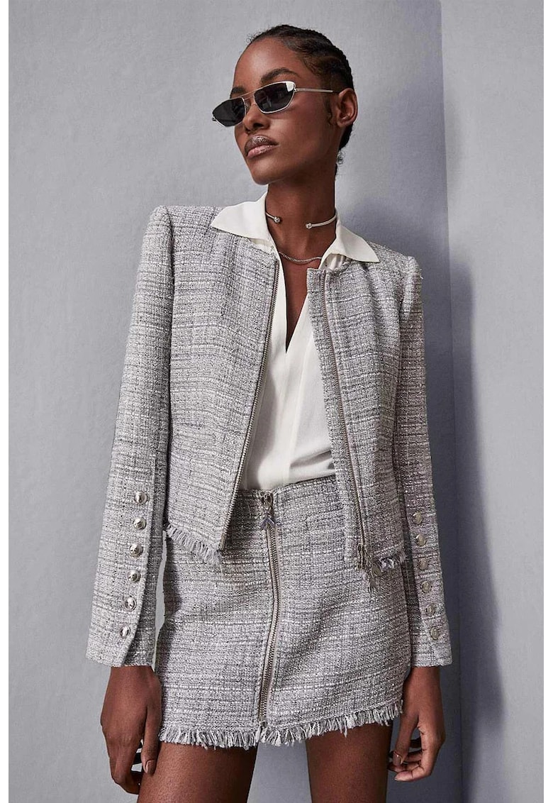 Sacou crop cu închidere prin fermoar