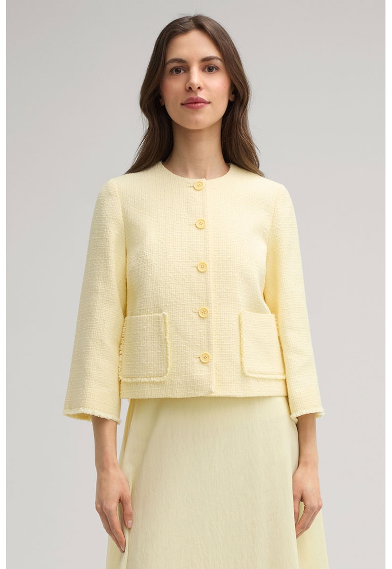 Sacou crop cu buzunare frontale